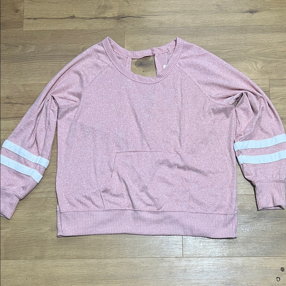 No Boundaries Pink Knit Pullover with White Tag Print